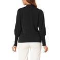 thumbnail image 3 of INSPIRAR CHIC Blusa de Manga Larga para Mujer Cuello Alto Moda 2023 Camisa de Trabajo Plisada de Chifón Sólido Top de Chifón Negro S, 3 of 6
