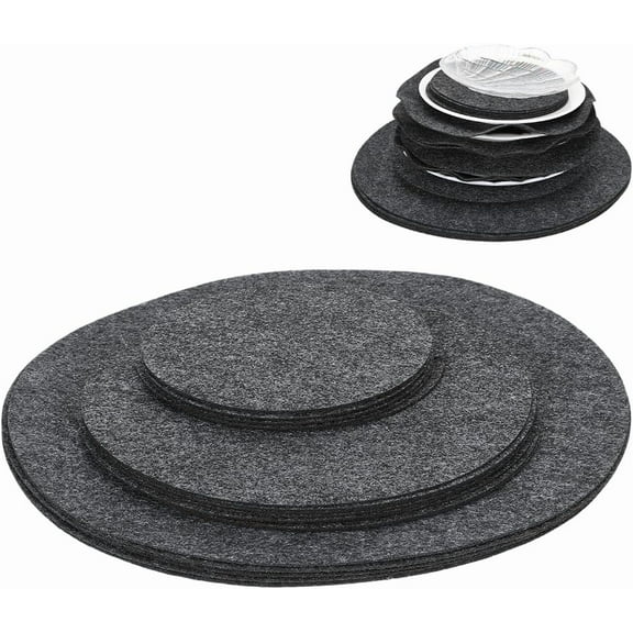 22PCS Soft Felt Plate Dividers Round Reusable China Storage Protector Pads Dark Gray Washable Pans Pot Dish Separators with 3 Different Sizes for Organizing Stacking Protecting Cookware for DIY