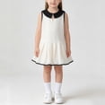 thumbnail image 4 of Spazoro Girls Cute Dresses, Color Block Collared Sleeveless Soft & Comfy Casual A-Line Dress for School White Size 1-2 T, 4 of 9
