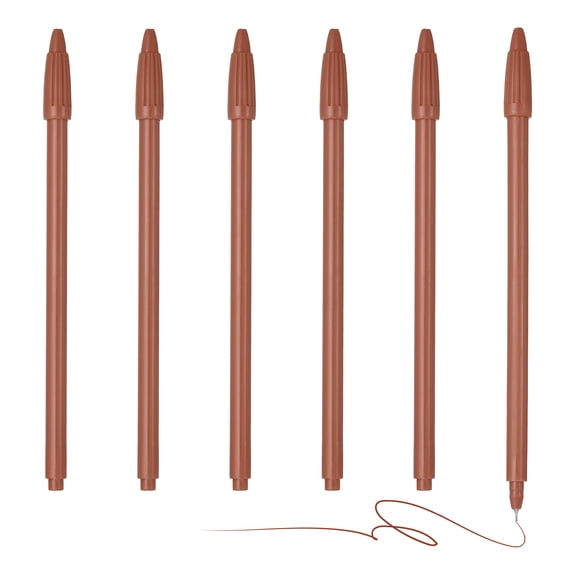 Uxcell 6Pcs Colored Gel Ink Pens, 0.5mm Brown Gel Ink Ballpoint Pens Fine Point Smooth Writing for Journaling Notebook Office Stationery Drawing Teachers, Brown