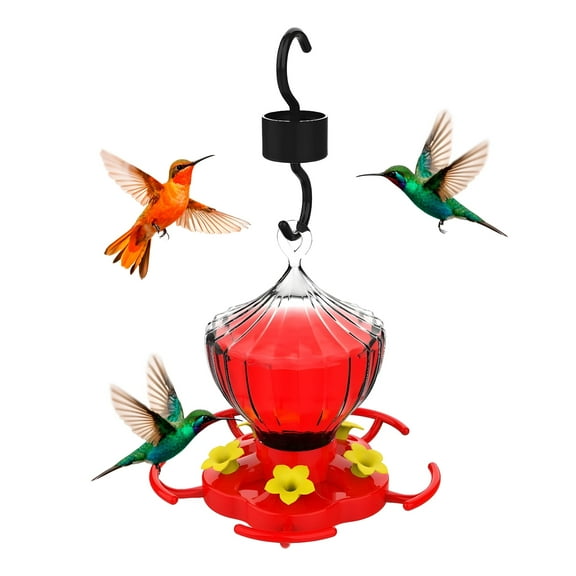 Hummingbird Feeders for Outdoors Hanging Ant and Bee Proof, 16OZ Humming Bird Feeders for Outside Circular Perch with Leak Proof & 5 Feeding Ports, Hummingbird Gifts for Women