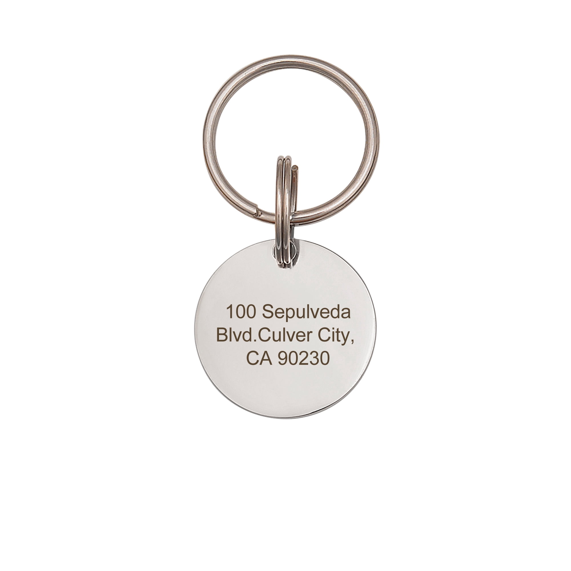 Anavia Metal Stainless Steel Round Name - Phone Number Birthday Holiday Christmas Engraved Dog Cat ID Tag, Silver