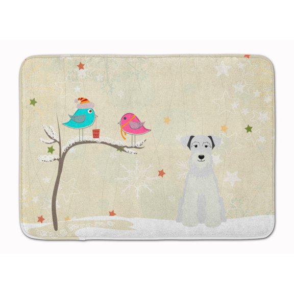 Christmas Miniature Schanuzer White Machine Washable Memory Foam Mat
