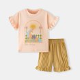 thumbnail image 2 of TOWED22 Toddler Girl Summer Outfits 2Pcs Clothes Fruit Graphic T-Shirt + Elastic Waist Denim Shorts 12M-4T(Beige,2-3 Y), 2 of 7