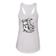 thumbnail image 2 of Wild Bobby Crescent Moon Astrology Puff Print Fashion Ladies Racerback Tank Top, White, Medium, 2 of 6