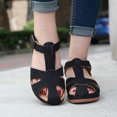 thumbnail image 7 of FAMITION Womens Wedge Sandals Summer Closed Toe Sandals Comfortable Ankle Strap Wedge Heel Dressy Vintage Platform Sandals Black Size 9, 7 of 7