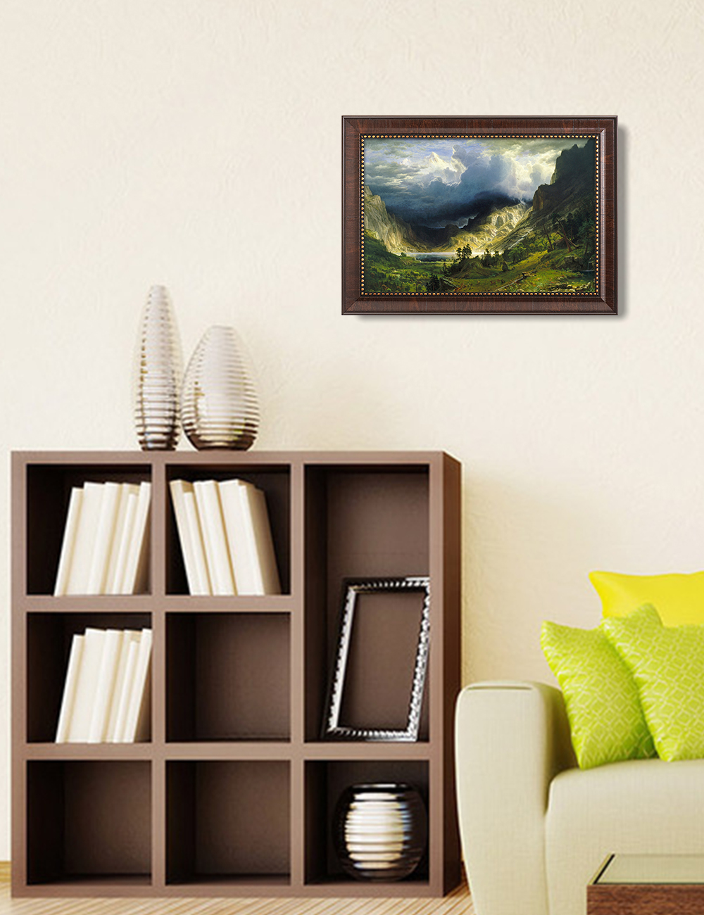 DECORARTS A Storm in the Rocky Mountains by Albert Bierstadt. Classic Art  Reproduction, Giclee Print on Canvas. Ready to Hang Framed Wall Art for Wall  Decor. Total Size w/ Frame: 21x15