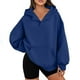 thumbnail image 2 of Tops para mujer,Blusa con capucha y cuello en V para mujer, top informal de manga larga con bolsillo, corte holgado y suave, camiseta de color liso para ropa urbana, sopatenor, 2 of 9
