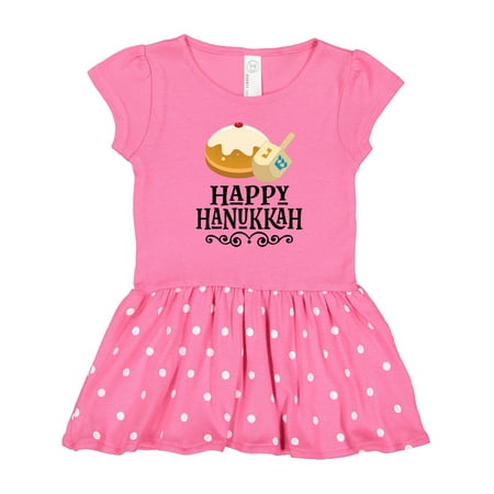 

Inktastic Happy Hanukkah Dreidel Donut Gift Toddler Girl Dress