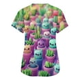 thumbnail image 5 of LHVUOA Scrub Tops Women Short Sleeve V Neck Tops with Cute Printed Plus Size Loose Fit Nursing Uniforms, 5 of 5
