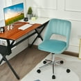 thumbnail image 3 of Gymax Velvet Accent Office Chair Adjustable Swivel Vanity Task Chair Green, 3 of 10