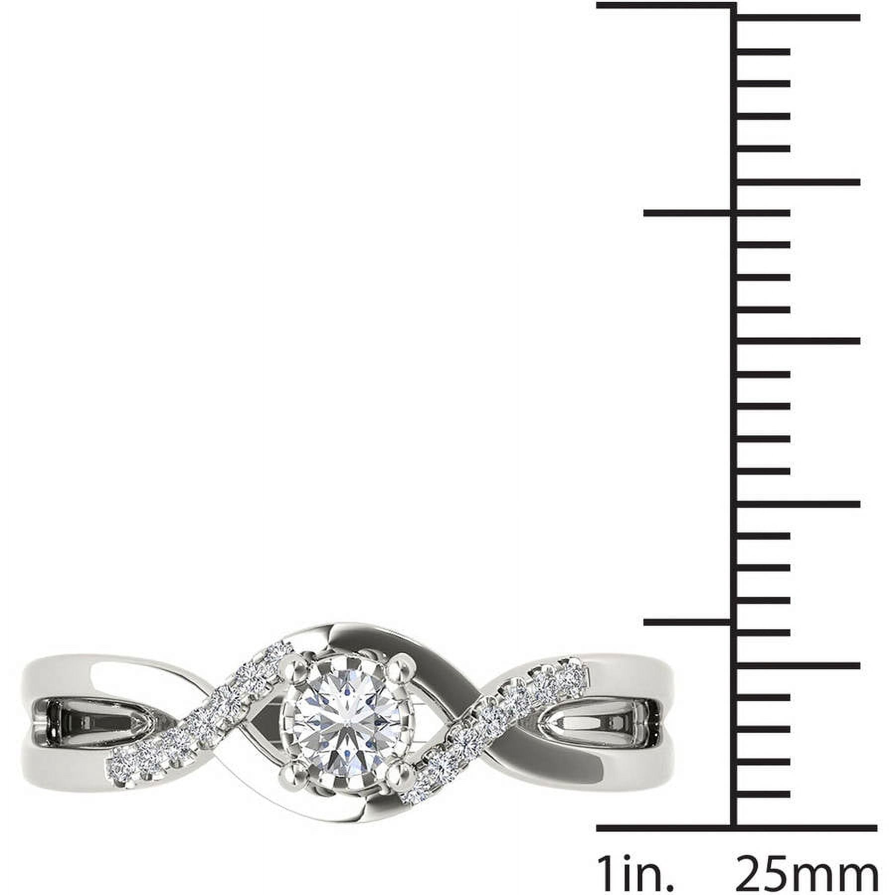 1/20 Carat T.W. Diamond Criss-Cross Shank Cluster 10kt White Gold Engagement Ring