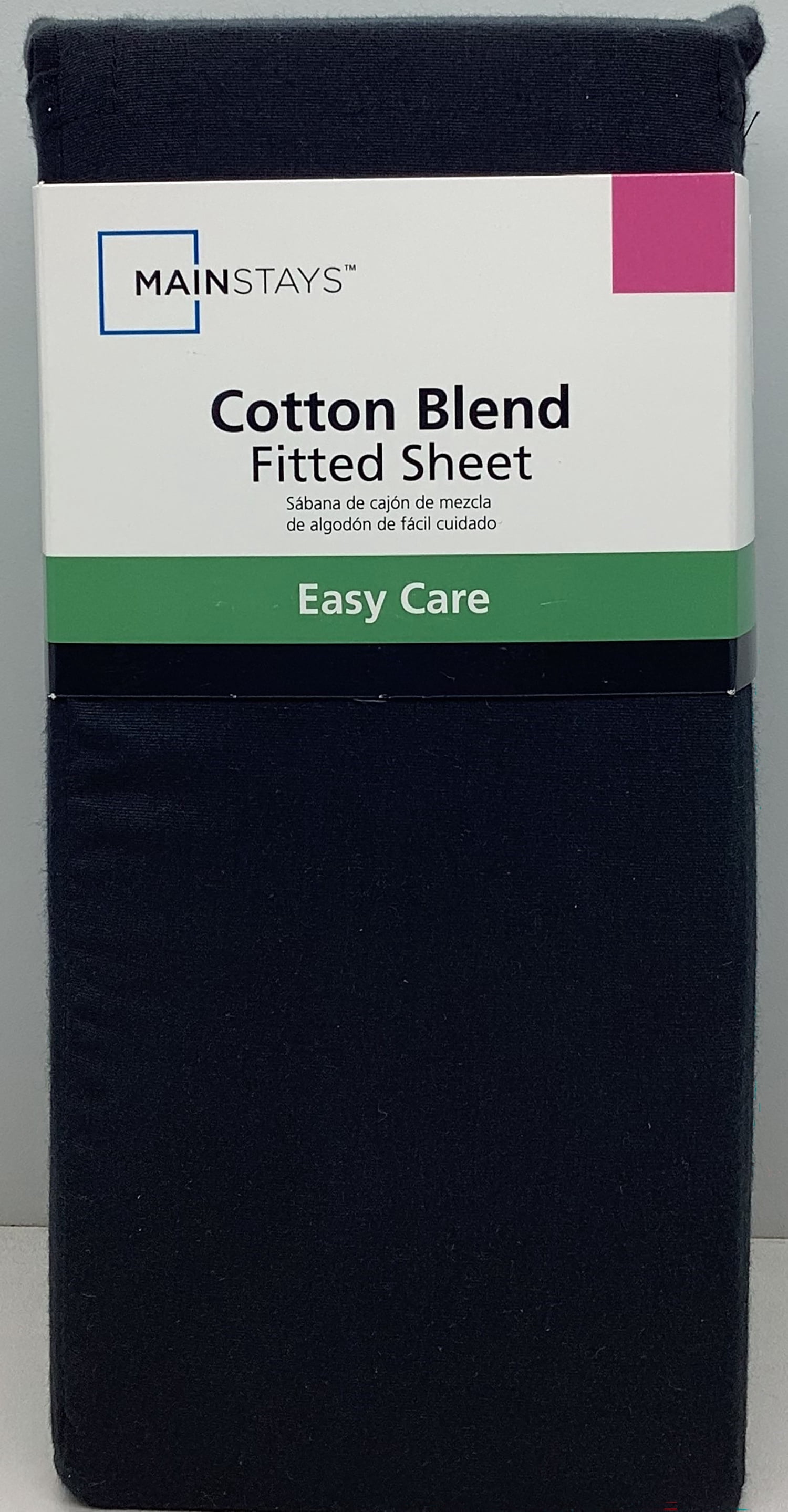Mainstays Easy Care 300 Thread Count Cotton Blend Percale Fitted Sheet, Full, Rich Black