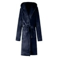 thumbnail image 5 of TOWED22 Mens Terry Bath Robe, Plush Hooded Cotton Cloth Knee-Length Robes for Spa, Shower, Soft Towel Bathrobes with Pockets(A01-Blue,XXL), 5 of 5
