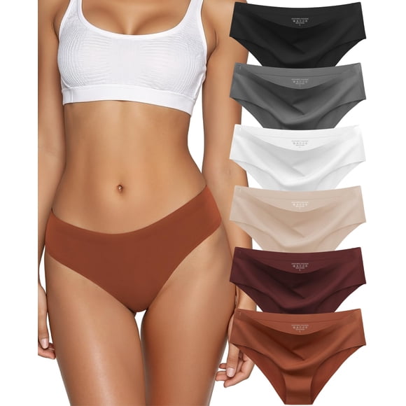 Ropa interior sin costuras Kiqnsam para mujer No Show Hipster, paquete de 6