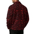 thumbnail image 6 of GrmtClth Autumn Mens Halloween Bat Ghost Pattern Overshirt Jacket Long Sleeve Snap Buttons Loose Cut Halloween Daily Leisure Outerwear Red S, 6 of 6