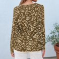 thumbnail image 4 of WTOBBY Women's Casual Floral Print Round Neck Long Sleeve T-shirt Top Fashion Wear Comfortable Soft Fabric Breathable Material Daily Outfit Stretch Fit for Versatile Use,Light Brown 2XL, 4 of 5