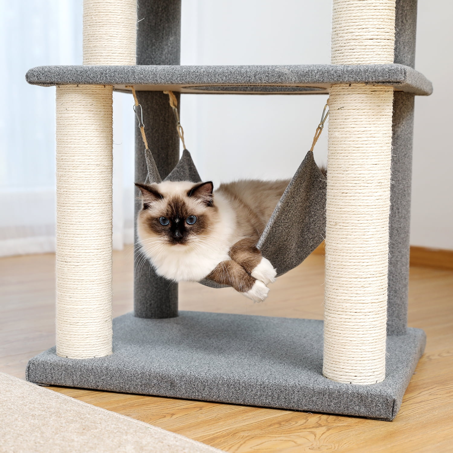 Pefilos 59" Multi-Level Cat Tree for Indoor Cats Modern Cat Activity Tower for Large Cat With Sisal Scratching Posts, Cat Condo for Multiple Cats Hammock And Extra-Large Top Perch, Gray Pefilos 59" Multi-Level Cat Tree for Indoor Cats Modern Cat Activity Tower for Large Cat With Sisal Scratching Posts, Cat Condo for Multiple Cats Hammock And Extra-Large Top Perch, Gray