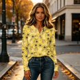 thumbnail image 5 of Women Waffle Knit Long Sleeve Blouse Henley Neck Half Button Shirt Loose Fit Casual Tunic Top L, 5 of 7