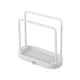 thumbnail image 2 of Soporte de Cocina, Escurridor de Trapos, Organizador Multifuncional para Esponjas y Cepillos de Fregar, Diseño de Doble Barra con Bandeja Escurridora Desmontable, Escurridor de Plástico Blanco y Gris, 2 of 6