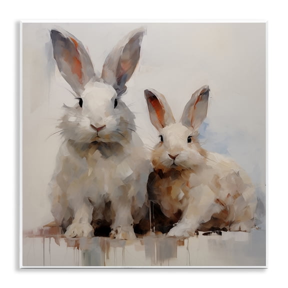 Stupell Industries Fluffy Spring Rabbits Animals Painting Unframed Art Print Wall Art, 12 x 12