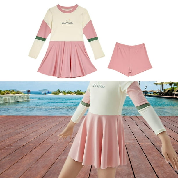 Traje de baño para niñas perfke transpirable cómodo falda 140 cm