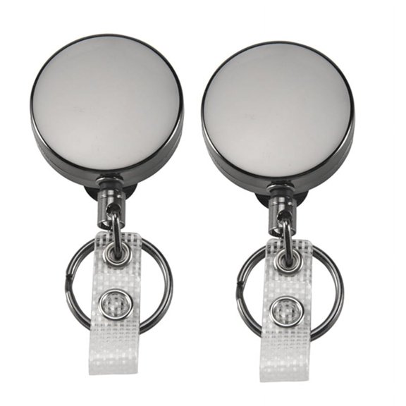 2 Pack Heavy Duty Retractable Badge Holder Reel(Small Glossy Black)