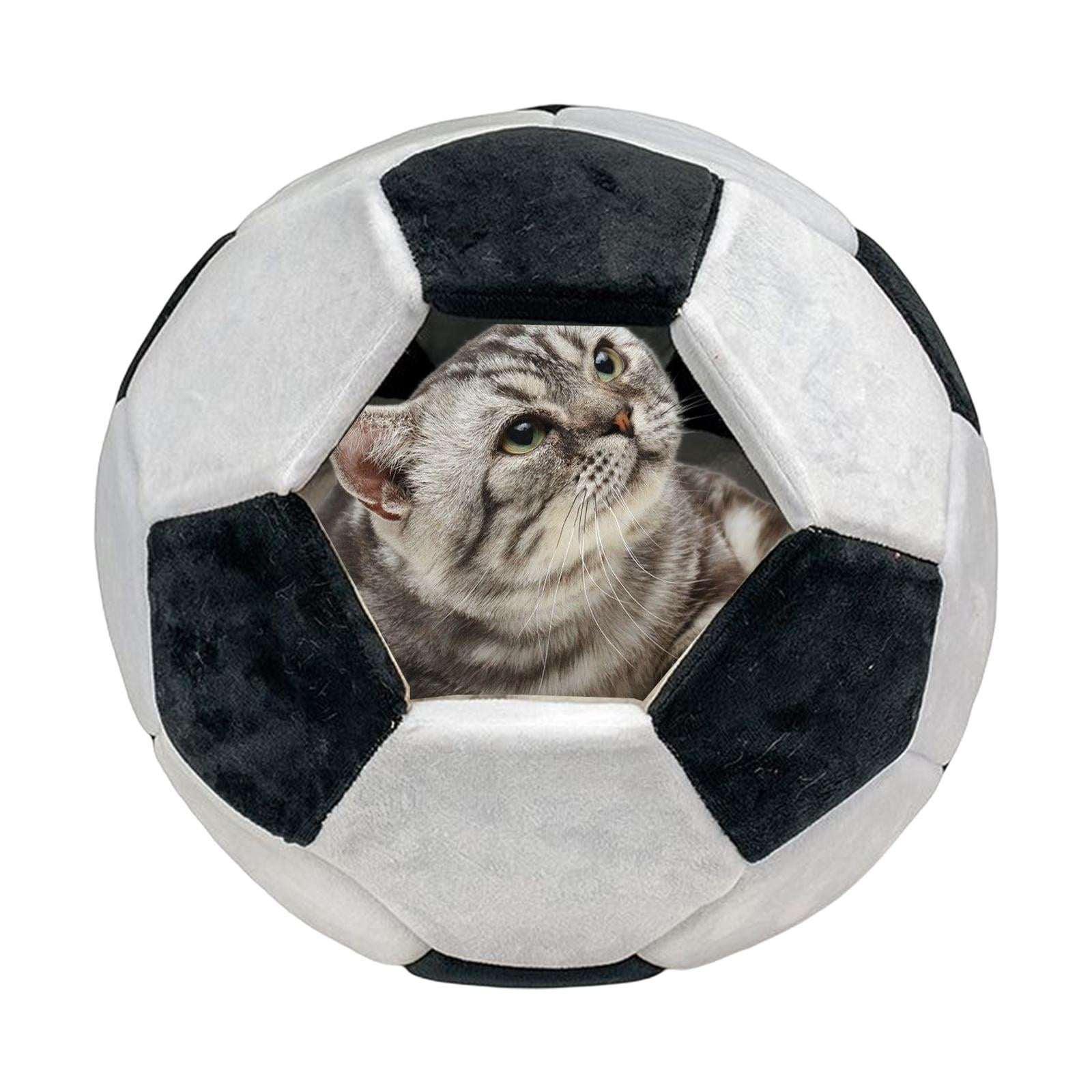 Portable Pet Bed Non Skid Washable Comfortable Football Shaped Warm Dog Bed Pet House Kitten Bed for Outdoor Cat Sleeping Indoor Accessories Black Large