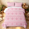 thumbnail image 3 of Erosebridal Bohemian Aztec Quilt Full, Hippie Stripe Full Bedspread Sets, Light Pink 3-Piece, 1 Coverlet and 2 Pillowcases, 3 of 7