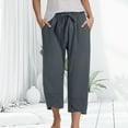 thumbnail image 2 of GEWSEY Capris for Women Casual Summer Loose Comfy Drawstring Wide Leg Capri Pants with Pockets (Dark Gray, XXL), 2 of 6