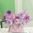 thumbnail image 4 of Woven Flower Basket with Bunny Ear Design, Handheld Floral Arrangement Basket, Mothers Day Bamboo Vine Storage Organizer for Easter Fun Gift and Home Decor, Cute Portable Handwoven Basket, Pink-A, 4 of 5