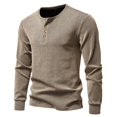 thumbnail image 2 of HUANBAI Long Sleeve T Shirt With Four Button Placket Comfortable Crew Neck Casual Shirt For Everyday Wear And Versatile Styling, 2 of 4
