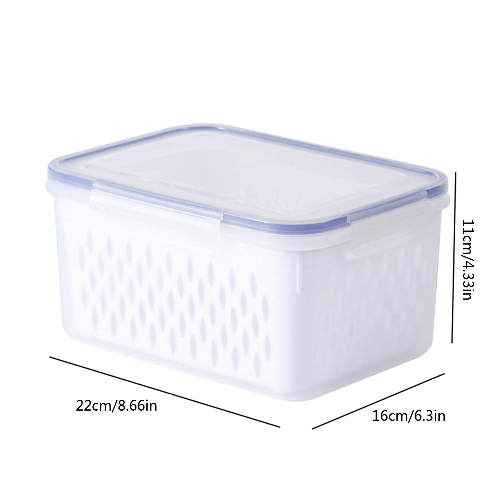 Partheme Fridge Food Storage Container Set with Lids with Strainer,Plastic Fresh Produce Saver Vegetable Fruit Meat Storage Organization, Plastic Produce Keepers, L