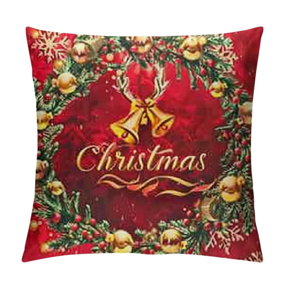 Christmas Red Gold Decor Throw Pillow Covers Xmas Outdoor Holiday Winter Deer Home Decorative Cushion Covers Tree Snowflake Decoration for Couch Sofa