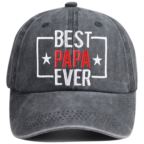 Best Papa Ever Hats for Men, Adjustable Embroidered Wash Cotton Dad Birthday Baseball Cap
