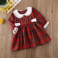 thumbnail image 3 of Big Little Sister Matching Outfits Baby Girl Plaid Christmas Dress Newborn Toddler Doll Collar Lace Princess Dress Romper, 3 of 7