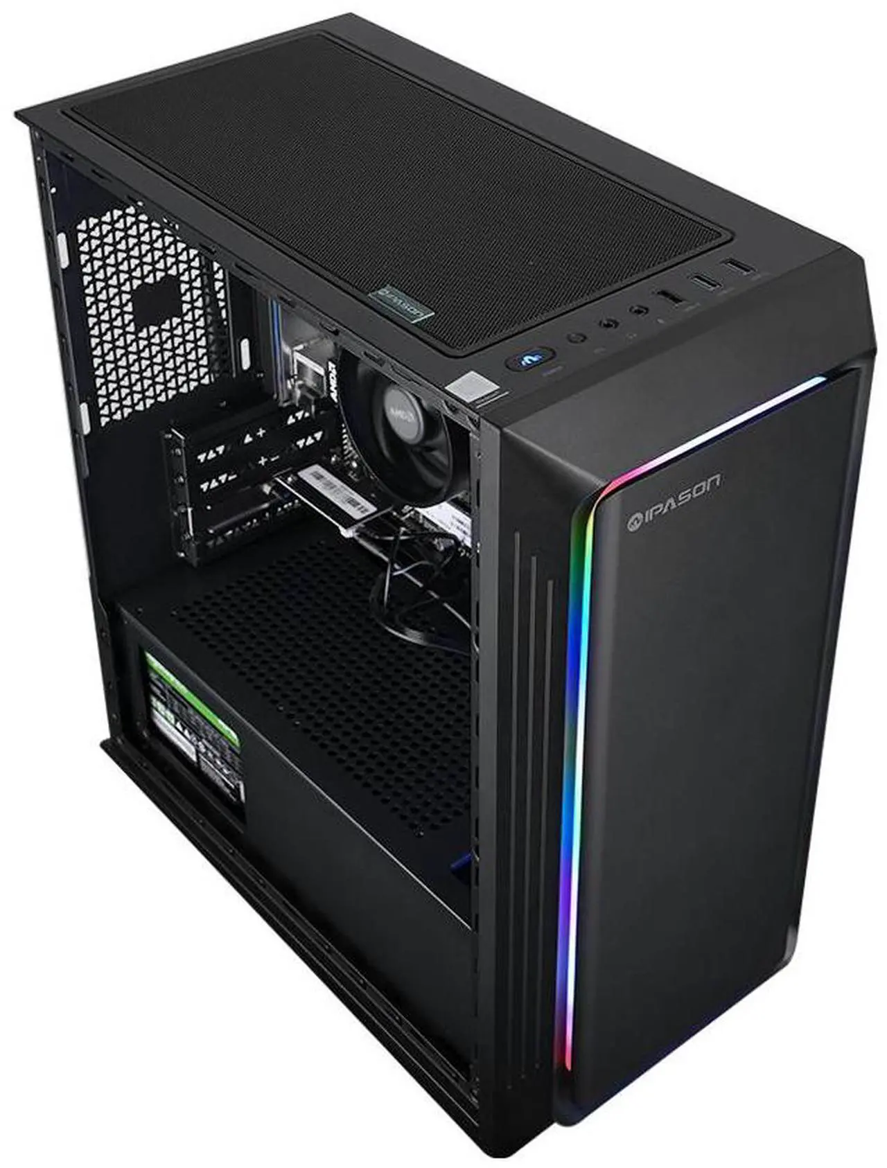 IPASON Gaming Desktop PC, AMD Ryzen 5 5600G, 16GB DDR4 3200MHz, 1TB NVMe SSD, Windows 11 Home, 550W PSU, Built-in WiFi, Performance Gaming Computer Tower