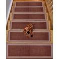 thumbnail image 2 of Brown Abstract Art Stair Treads Non Slip for Steps Vintage Linen Greek Key Geometric 7 Pcs Reusable Adhesive Stair Runner Mats for Dogs Elders Carpet Treads Rugs for Staircase 8x30 In, 2 of 7