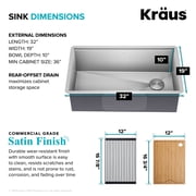 KRAUS Kore 32 Undermount Workstation 16 Gauge Single Bowl Stainless Steel Kitchen Sink with Accessories