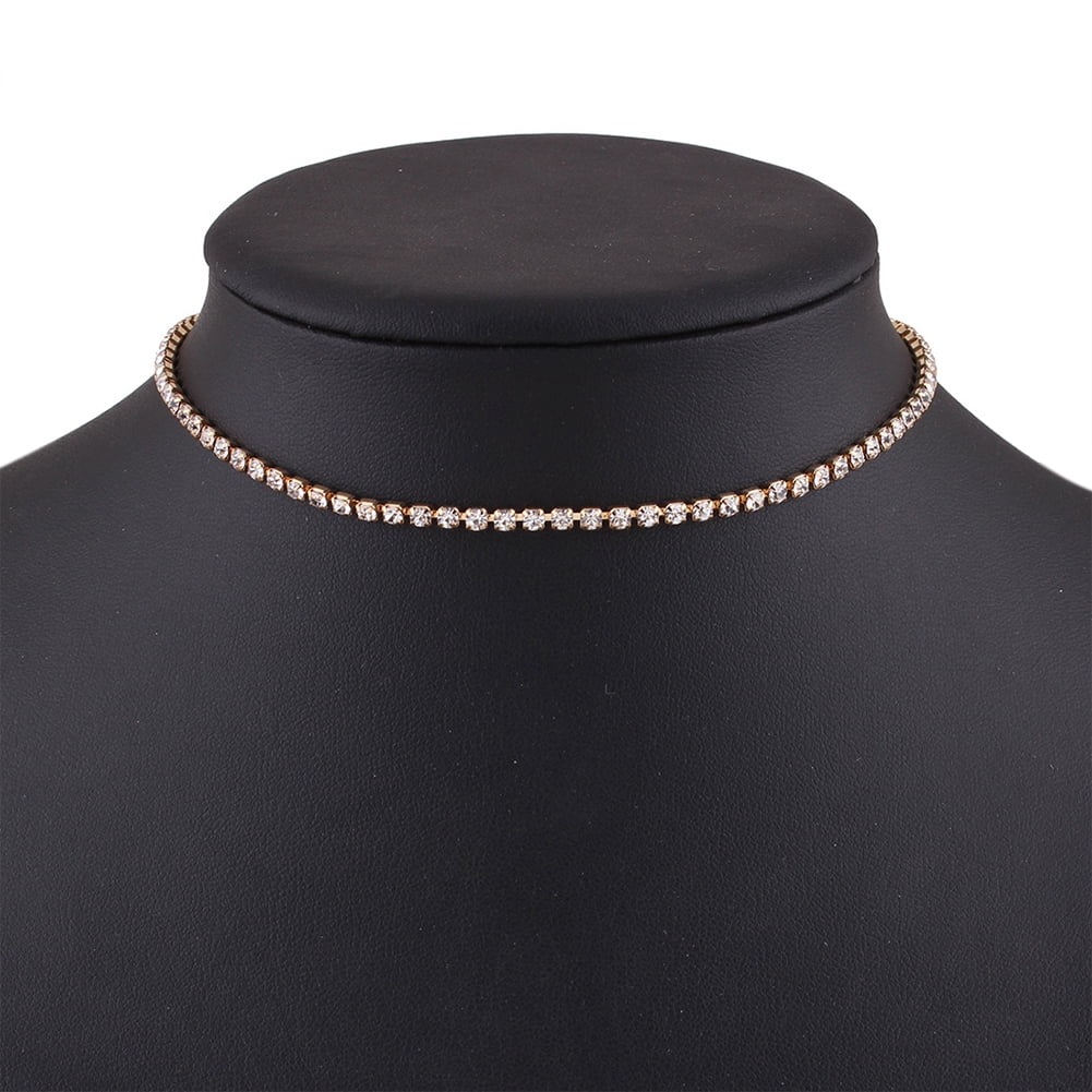 Women Fashion Rhinestone Choker Simple 