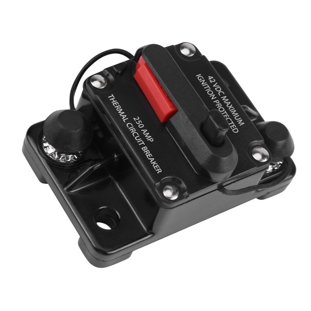 Disyuntor en línea de audio estéreo para automóvil de 12 V CC a 42 V con reinicio manual (250 A)