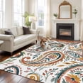 thumbnail image 2 of Paisley Flower Area Rugs 8'x10', Washable Small Throw Rugs for Living Room Patio, Spring Watercolor Floral Leaf Plant Indoor Outdoor Rug Non-Slip Low Pile Carpet Runner Reversible Floor Mats, 2 of 8