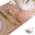 thumbnail image 3 of Wedding Banquet Party Decoration Round Table Cloth Sparkly Pink Gold Sequin Table Runner for Wedding / Events Decoration, 3 of 9