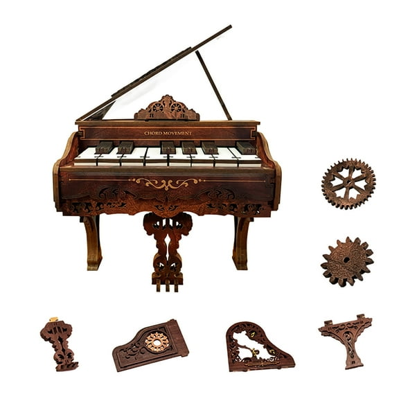 Strucwood DIY Book Nook Kit Playable 3D Wooden Puzzle Digital Piano,Retro,Mysterious and Elegant,3D Puzzle for Adults(SQ-24)