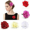 thumbnail image 4 of HEVIRGO Women Sweet Big Rose Blossom Flower Wedding Bridal Hair Clip Hairpin Brooch Pin(Rose), 4 of 10