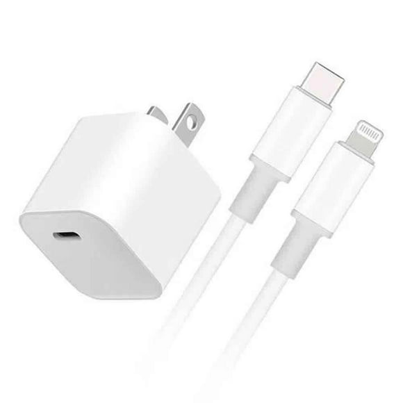 Cargador de pared + cable iBox lightning a tipo-C 20W, MFI, TPE, 1m, blanco