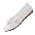 thumbnail image 2 of GERsome Ballet Flats for Women Round Toe Slip-On Casual Shoes Lace Mesh Breathable Wedding Dressy Floral Work Shoes, White Size 6, 2 of 9