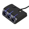 thumbnail image 2 of 3 Way Car  Lighter 3 Way Auto Car  Lighter Socket Splitter Dual USB Charger Power Adapter, 2 of 8