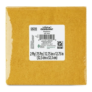 6.5" x 6.5" Disposable Gold Paper Napkins, 75 Count, by Way To Celebrate