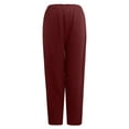 thumbnail image 6 of LLYwey Exercise Pants For Women Fashion Women Summer Casual Loose Cotton and Linen Pocket Solid Trousers Pants Pull On Pants Female Long Pant Style H1110 Wine 3XL, 6 of 7